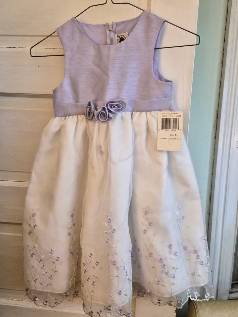 Lilac and White Floral Embroidered Party Dress for Kids